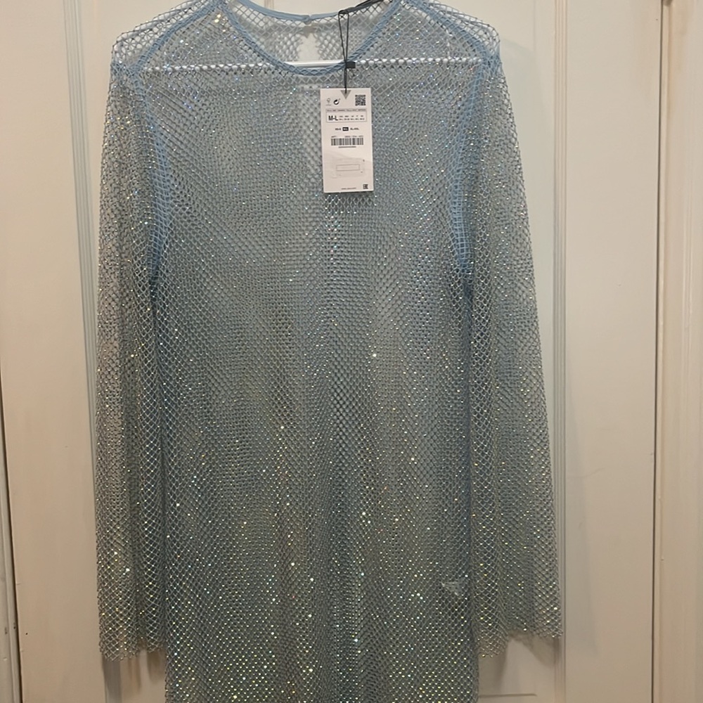 NWT Zara Blue Rhinestone Dress - Picture 16 of 16